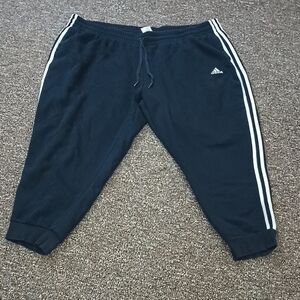 Adidas Mens Black Sweatpants Capri with White Stripes Size 4x Gym Workout Sweat
